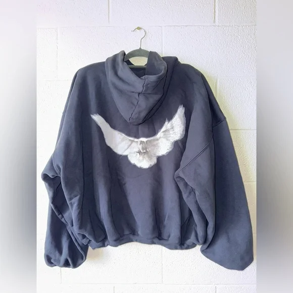 Yeezy Gap Balenciaga EngineeredWashed Black Dove Hoodie Med Made in USA Kanye
